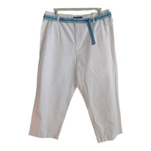 French Cuff White Cropped Pants 100% Cotton Women's Size 20W Preppy Classic New